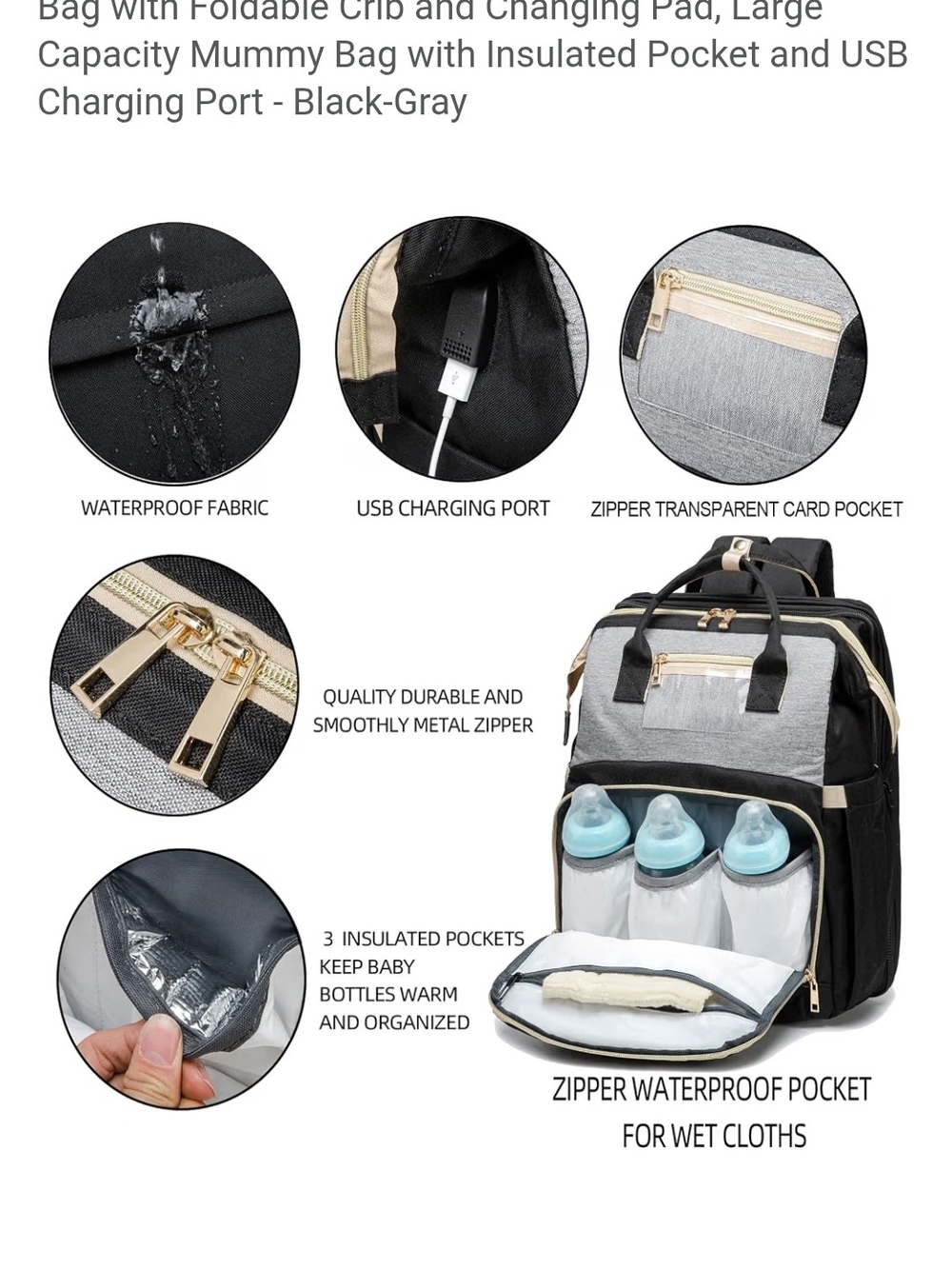 Weibin Travel Diaper Bag/ Backpack With Infant Travel Bed